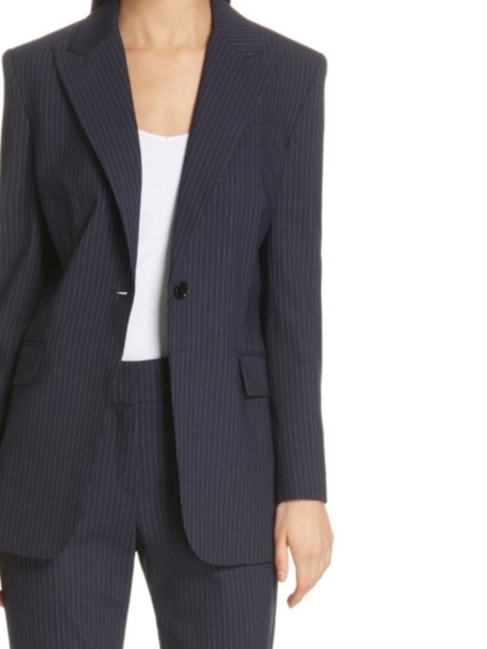 Pinstripe Black Single-Button Blazer by Joie/Equipment
